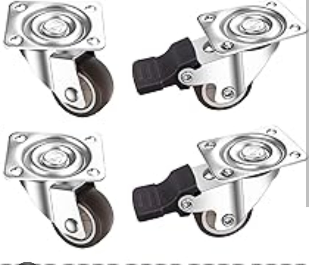 Roulettes de meubles pivotantes en PVC rouge, 17 mm, 4 pièces/ensemble 4 Roulette pivotante en caoutchouc – Image 2