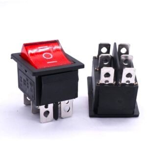 Interrupteur à Bascule ON/OFF/ON DPDT 6 broches 3 positions Commutateur à bascule avec rouge Indicateur LED 16A 250V pour Voiture Camion Bateau Appareils électroménagers KCD2-203N-R