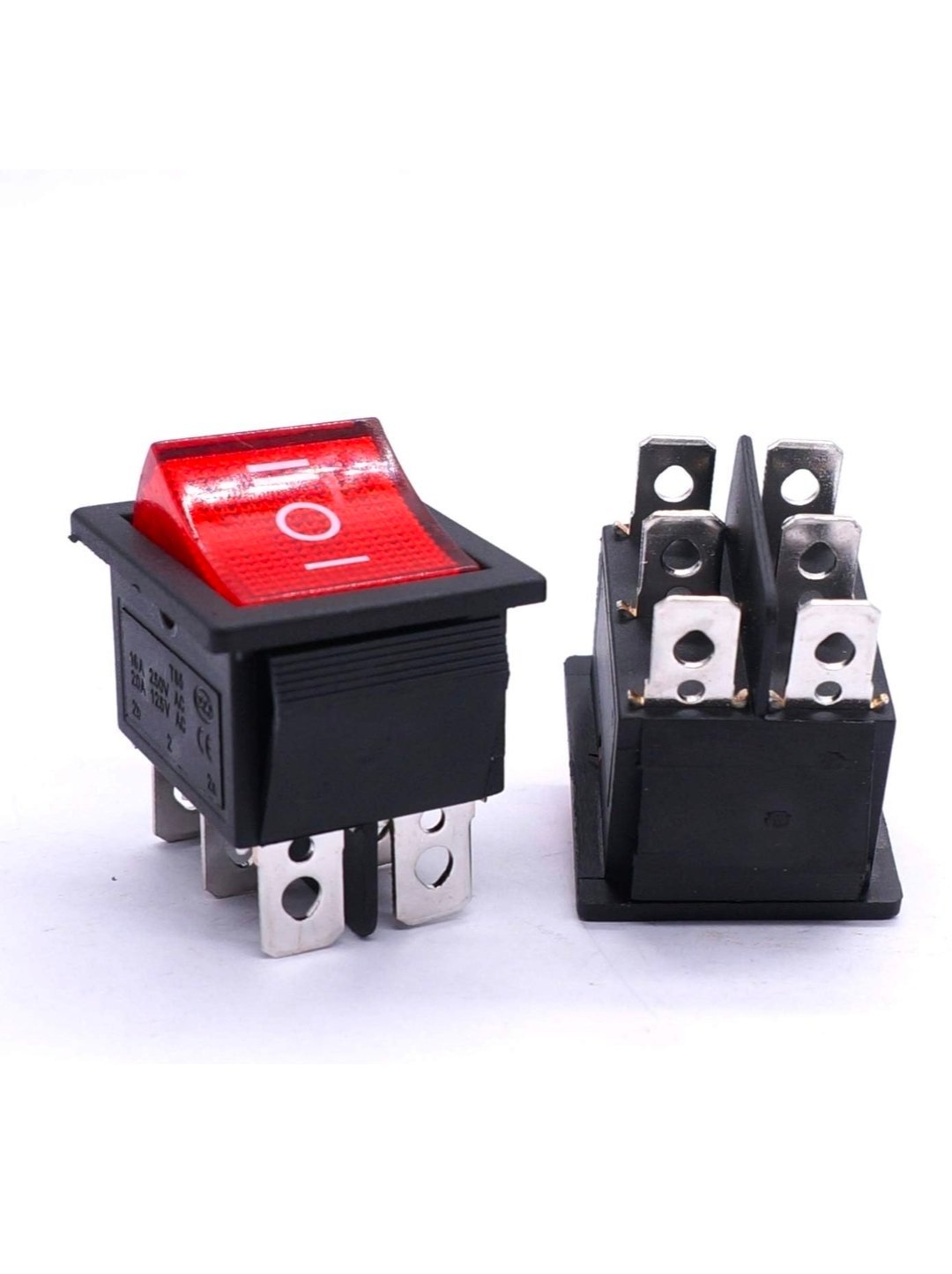 Interrupteur à Bascule ON/OFF/ON DPDT 6 broches 3 positions Commutateur à bascule avec rouge Indicateur LED 16A 250V pour Voiture Camion Bateau Appareils électroménagers KCD2-203N-R