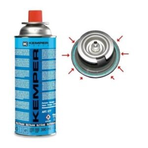 cartouche de gaz butane portable vide  « cassette de gaz ».
