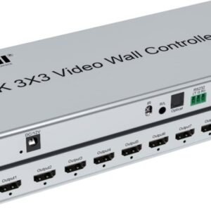 Contrôleur de mur d'images HDMI 4K 3x3 – Processeur de mur d'images Spolehli avec 10 modes d'assemblage à 60 Hz, rotation à 180°, sortie audio 3,5 mm, télécommande infrarouge – 9 écrans TV en 1 affichage : 3x3, 3x2, 2x2, 3x1, 1x4, 2x3, 4x2, 2x4