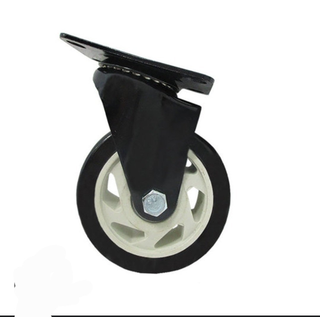 Roulette pivotante à frein diamètre 100 mm caoutchouc EASYROLL® NOIR roulement à billes - 350 Kg – Image 2