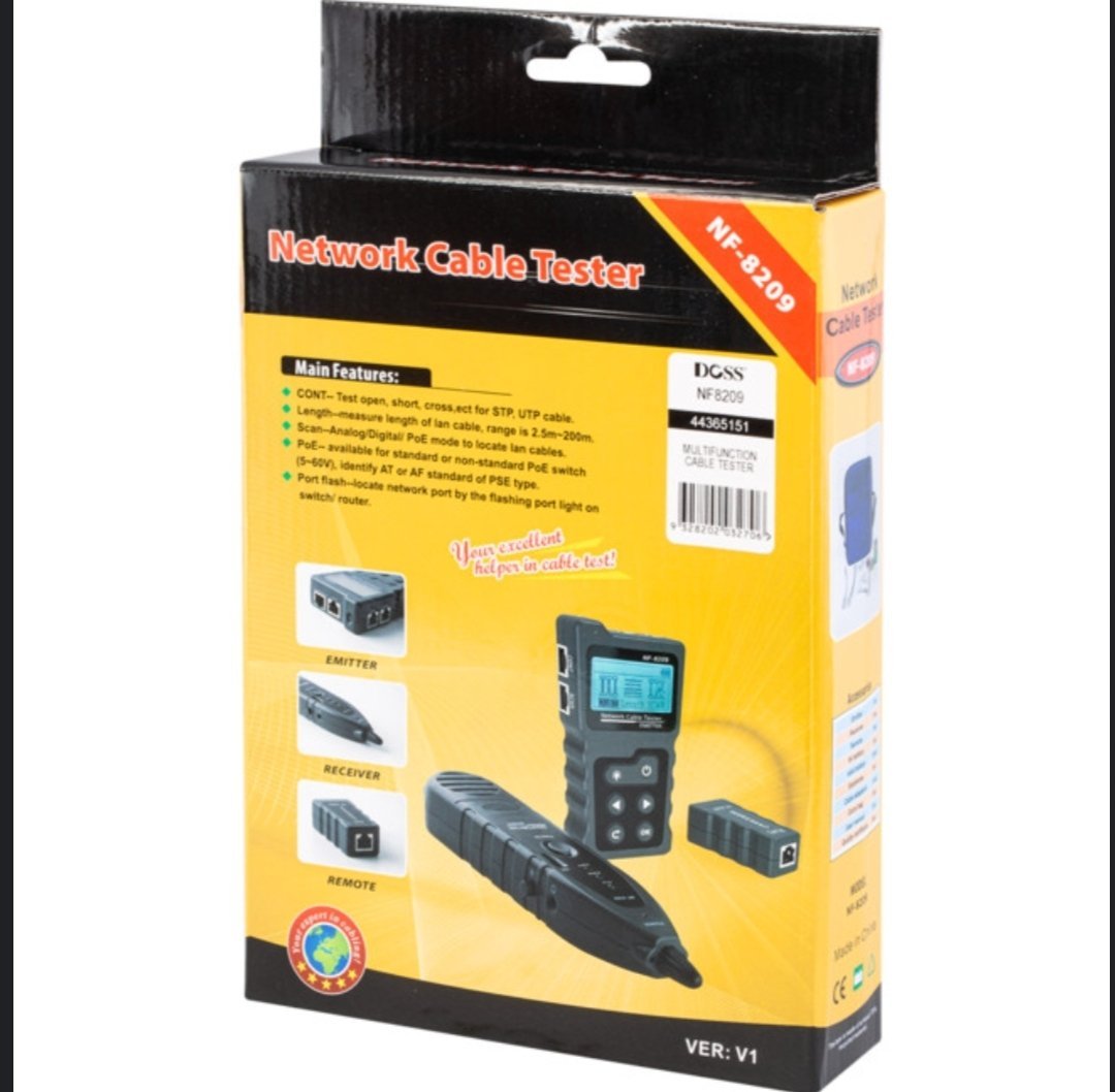 Testeur de câbles réseau NF-8209 : outil de suivi de câbles, analyse de câblage, testeur de câblage CAT5/CAT6, mesure de longueur, test PoE, fonction NCV, noir – Image 2