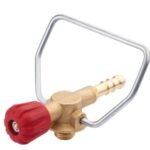 Régulateur de gaz avec poignée, 2 sorties -  robinet adaptateur de bouteille de gaz, souvent utilisé pour le camping ou les désherbeurs thermiques.