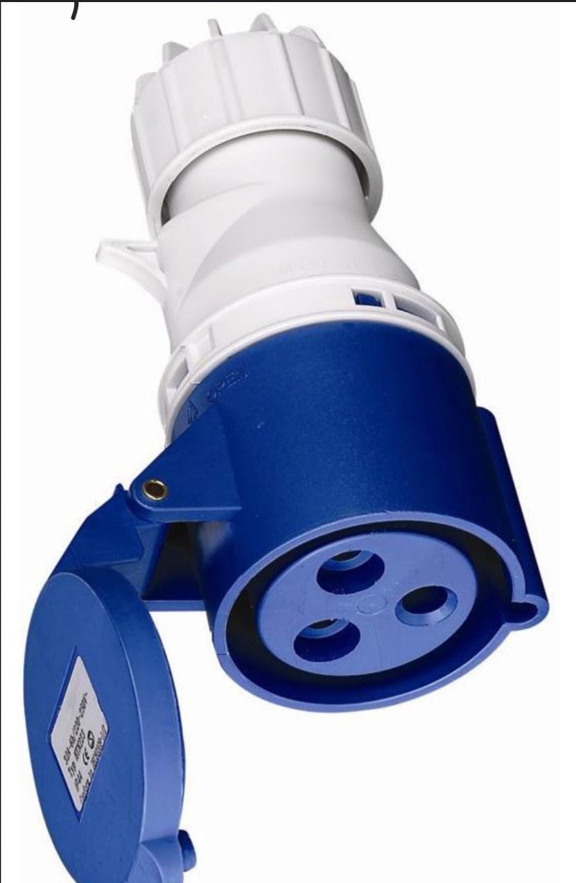 Prise Mobile 2P+T Femelle 32A
, 230V 32A 2 pôles + Terre CE, IP44 Poids brut : 270 g