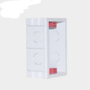 Boîte d'encastrement (ou boîte de jonction) électrique, généralement en PVC blanc, différentes tailles