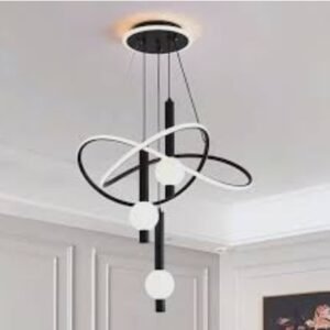 lustre noir et doré  au design suspendu
