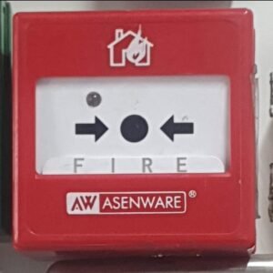 déclencheur manuel d'alarme incendie Asenware, un dispositif essentiel utilisé pour signaler manuellement un début d'incendie dans un bâtiment.