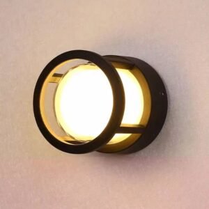 Applique murale LED ronde moderne noire 12W 3000K Bivolt IP65