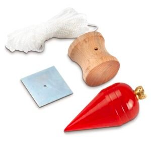 Fil a Plomb en forme de poire avec étui en bois, plaque galvanisée et fil de nylon