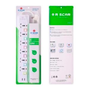 Rallonge Électrique R SCAR RS-226U - 6 Prises avec 2 Ports USB