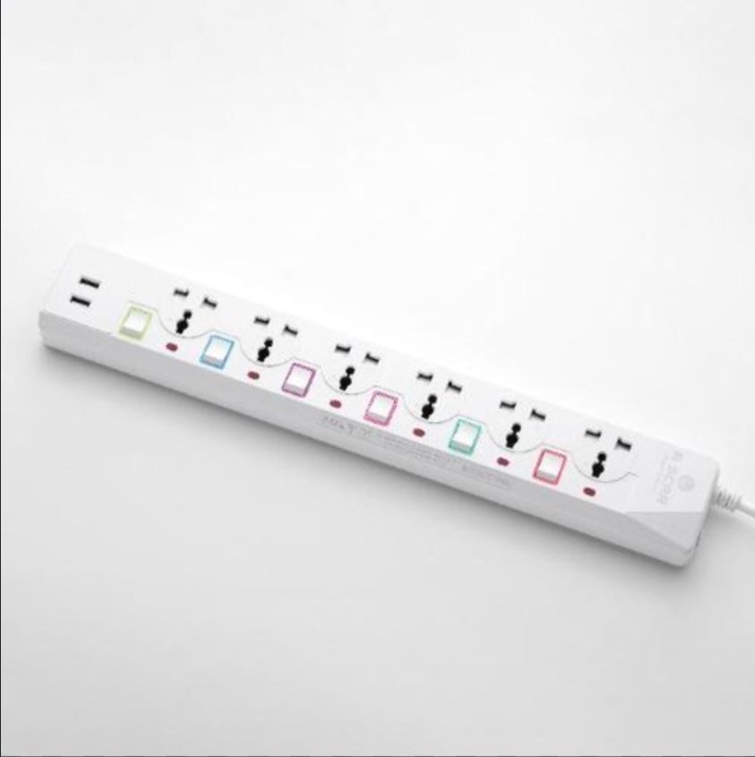 Rallonge Électrique R SCAR RS-226U - 6 Prises avec 2 Ports USB – Image 2