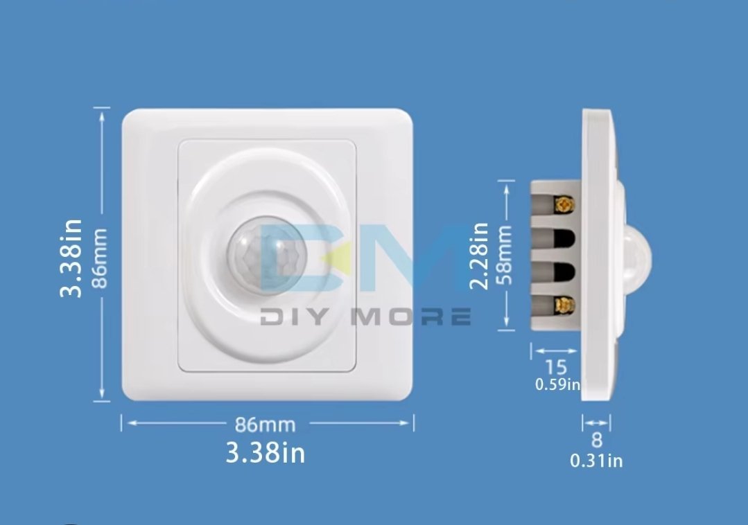 Détecteur de mouvement pour ventilateur avec interrupteur temporisé, ampoule et interrupteur pour éclairage, AC110-250V, blanc – Image 2