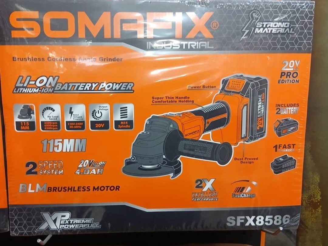 Meuleuse d'Angle Sans Fil 115 mm Disqueuse Moteur Sans Balai 9000 tr/min 3 Vitesses Variables avec Batterie 4 Ah 20 V Chargeur Rapide Meuleuse Électrique pour Couper, Polir, Enlever la Rouille – Image 3