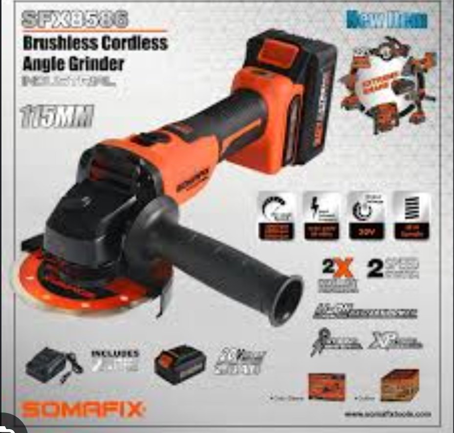 Meuleuse d'Angle Sans Fil 115 mm Disqueuse Moteur Sans Balai 9000 tr/min 3 Vitesses Variables avec Batterie 4 Ah 20 V Chargeur Rapide Meuleuse Électrique pour Couper, Polir, Enlever la Rouille – Image 2