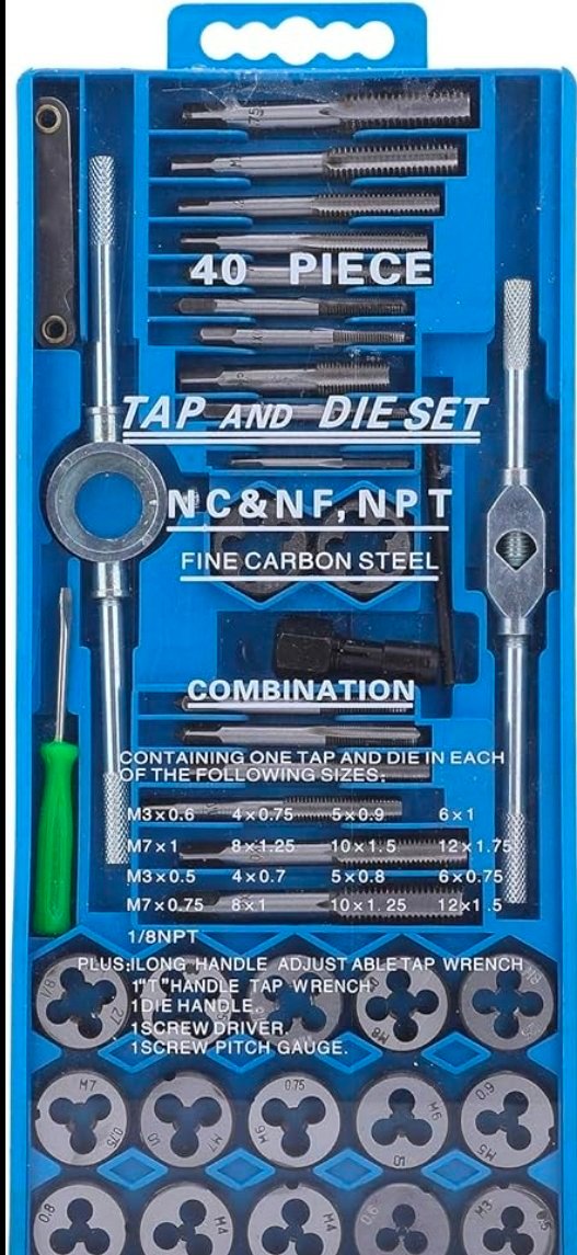 Jeu de tarauds et filières métriques durcis, filetage de vis, outils à main coniques, 40 pièces – Image 4