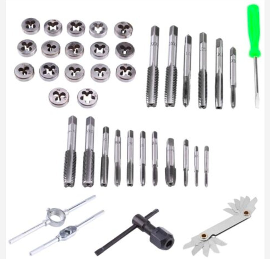 Jeu de tarauds et filières métriques durcis, filetage de vis, outils à main coniques, 40 pièces – Image 3