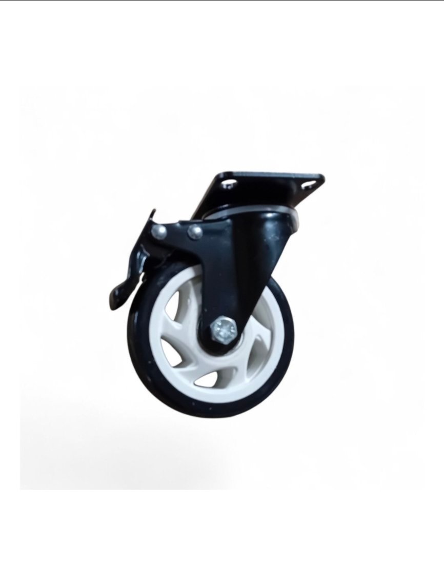 Roulette Pivotante avec Frein 125 mm, 4 Roulettes pour Meubles Roulettes Charge Lourde Roue Plaques Industrielles Transport, Max 900KG – Image 2