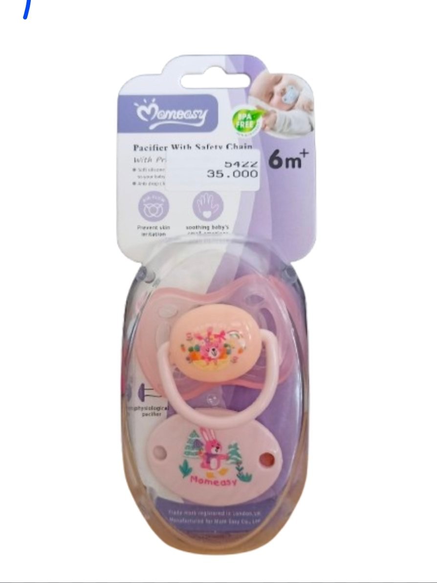 Tétine Momeasy pour bébé de 6 mois
Sucette en silicone Momeasy avec chaînette de sécurité – Image 2