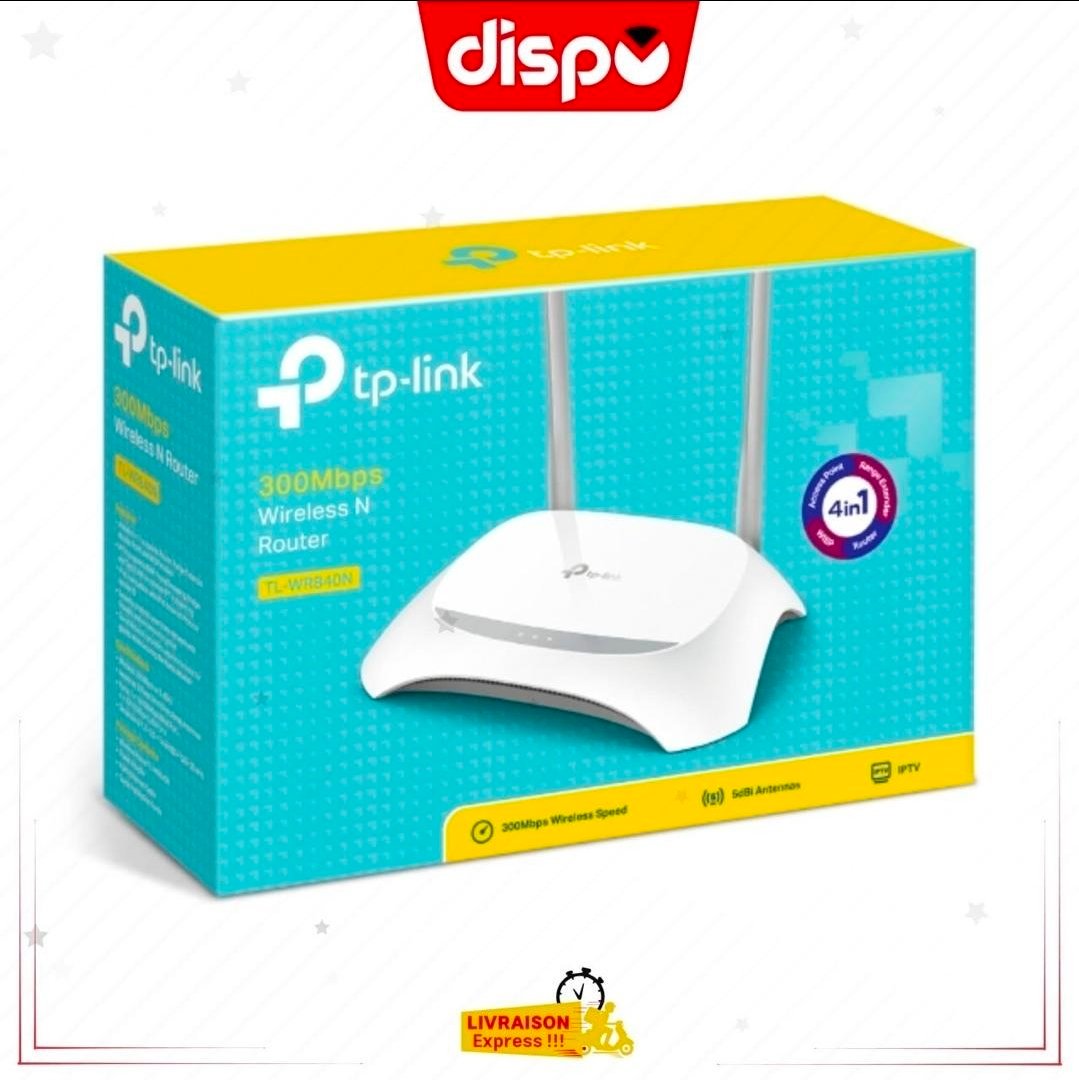 outeur Ethernet Wi-Fi sans fil TP-Link TL-WR840N N300, 5 ports 10/100 Mbps, contrôle parental, compatible IPTV, IPv6, réseau invité, WPS, modes routeur, répéteur, point d'accès et WISP. Non compatible xDSL – Image 3