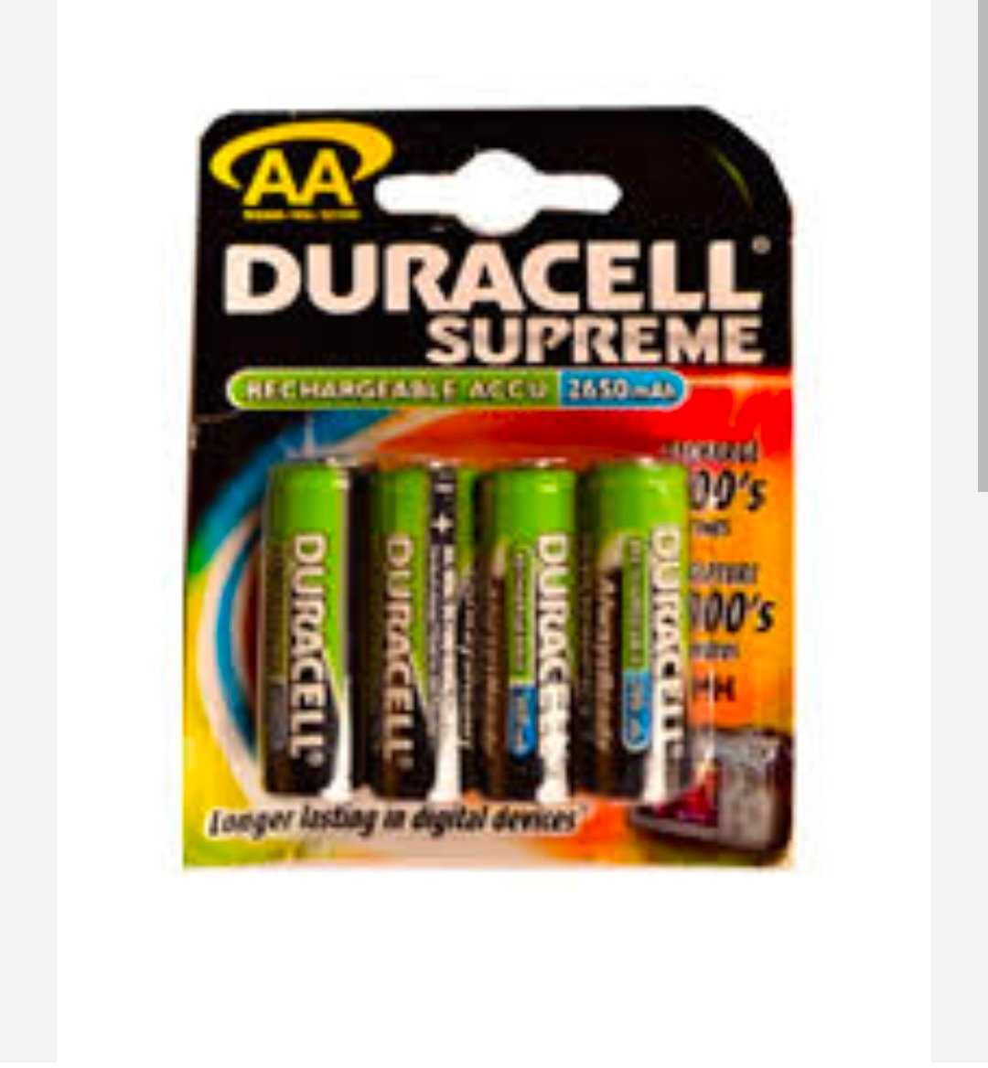 Pile rechargeable Duracell AA,Batterie rechargeables Duracell Supreme AA affichant une capacité de 3800 mAh. – Image 2