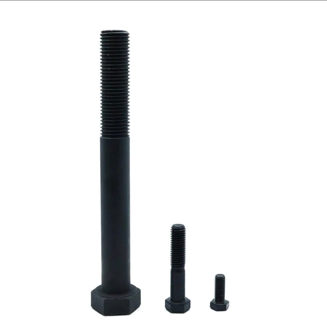 boulons hexagonaux noirs M12-1,75 x 70 mm, alliage d'acier de qualité 12,9, finition oxyde noir, filetage complet, filetage grossier UNC – Image 3