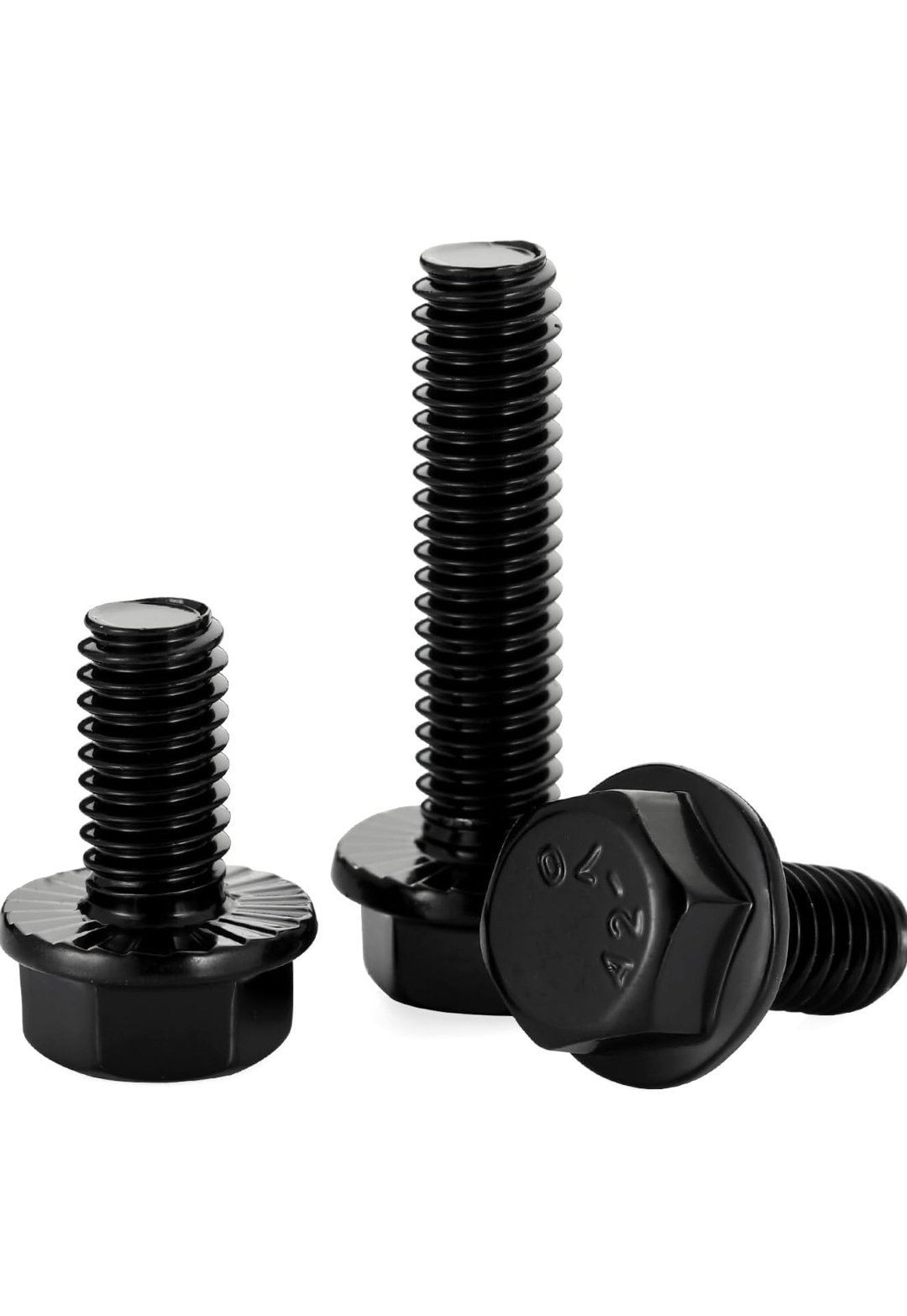 boulons à tête hexagonale à bride de 1,6 à 45,7 cm en acier inoxydable 304 finition noire entièrement filetés – Image 3