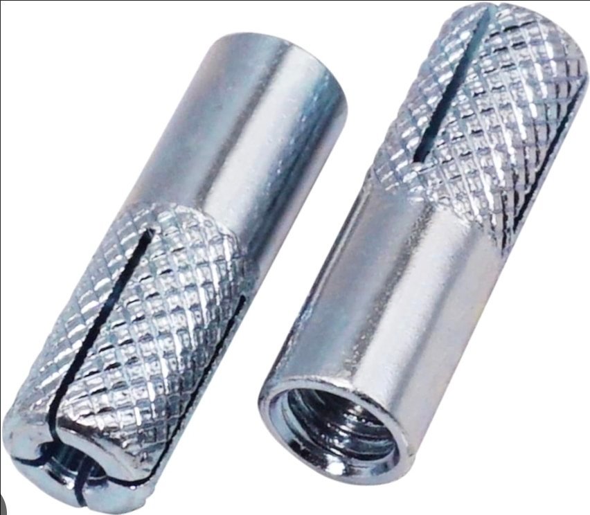 Chevilles en laiton et zingué M8 –M12 chevilles à impact en laiton pour béton, maçonnerie et pierre massive – cheville à expansion en métal robuste pour montage mural – Ø10 mm x 28 mm