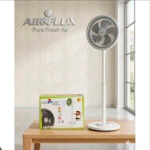 ventilateur sur pied Air Flux, modèle AF-1673, mesure 8 pouces et dispose de cinq pales pour une ventilation puissante